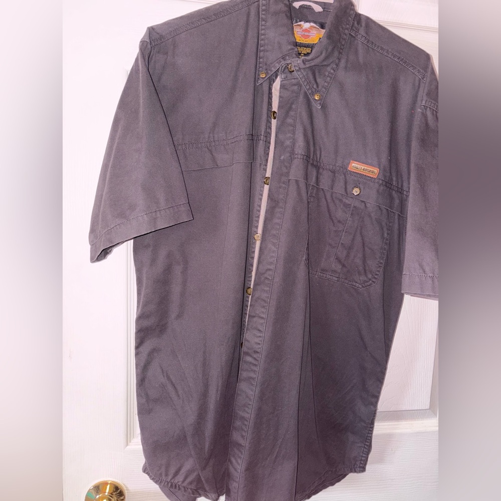 Harley-Davidson Black Work Shirt with Brass Accent